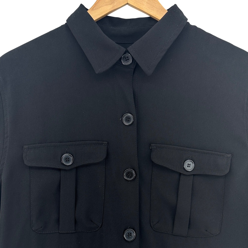 Max Studio Womens Black Utility Button Down Shirt Long Sleeve XL Baggy Loose